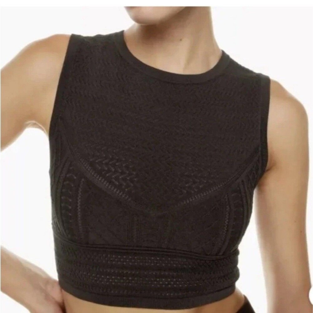 Babaton Aritzia Pointelle Crop Top Size XS Black